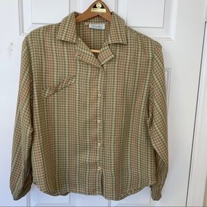VTG Benetton Plaid Flannel Blouse EUC